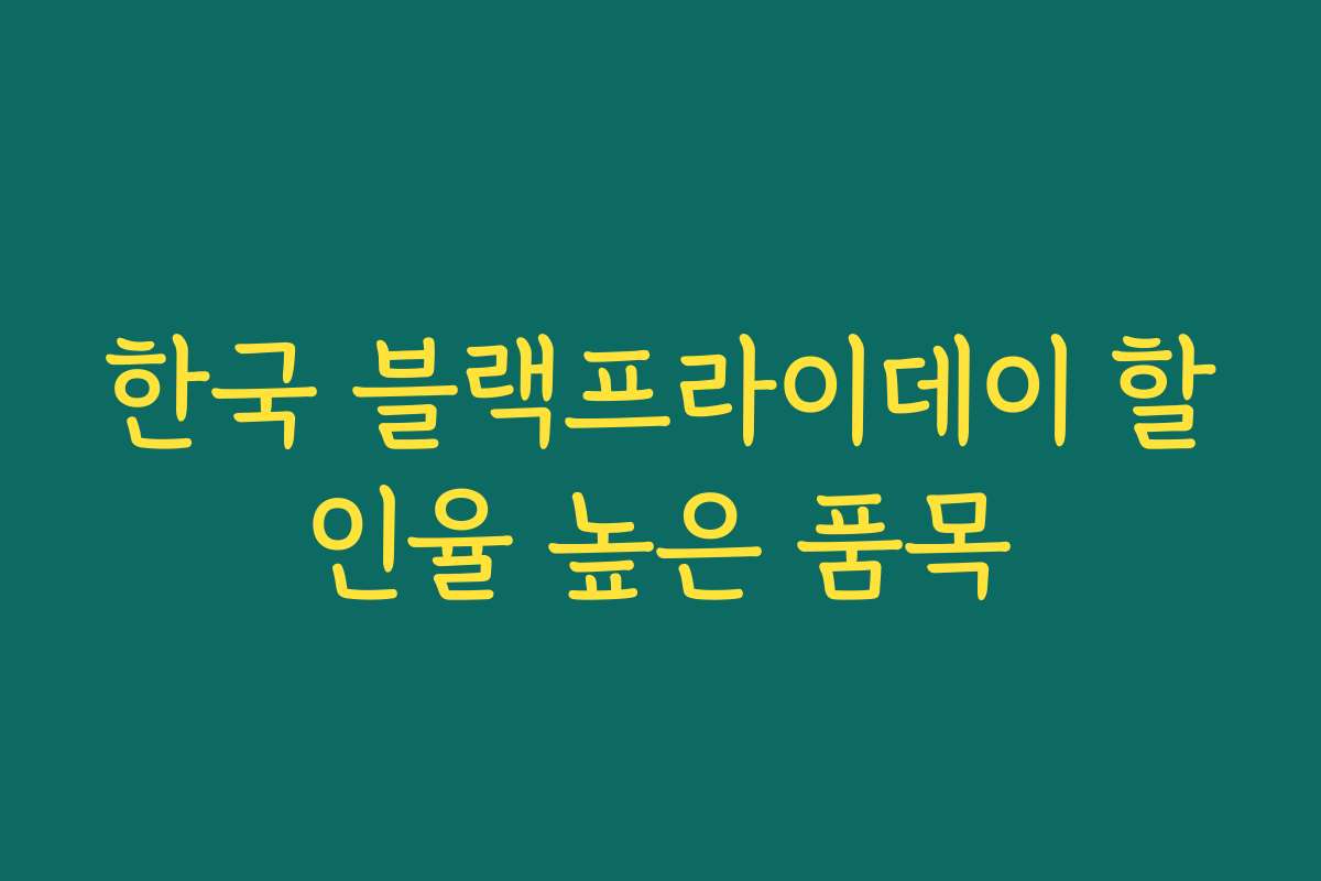 한국 블랙프라이데이 할인율 높은 품목