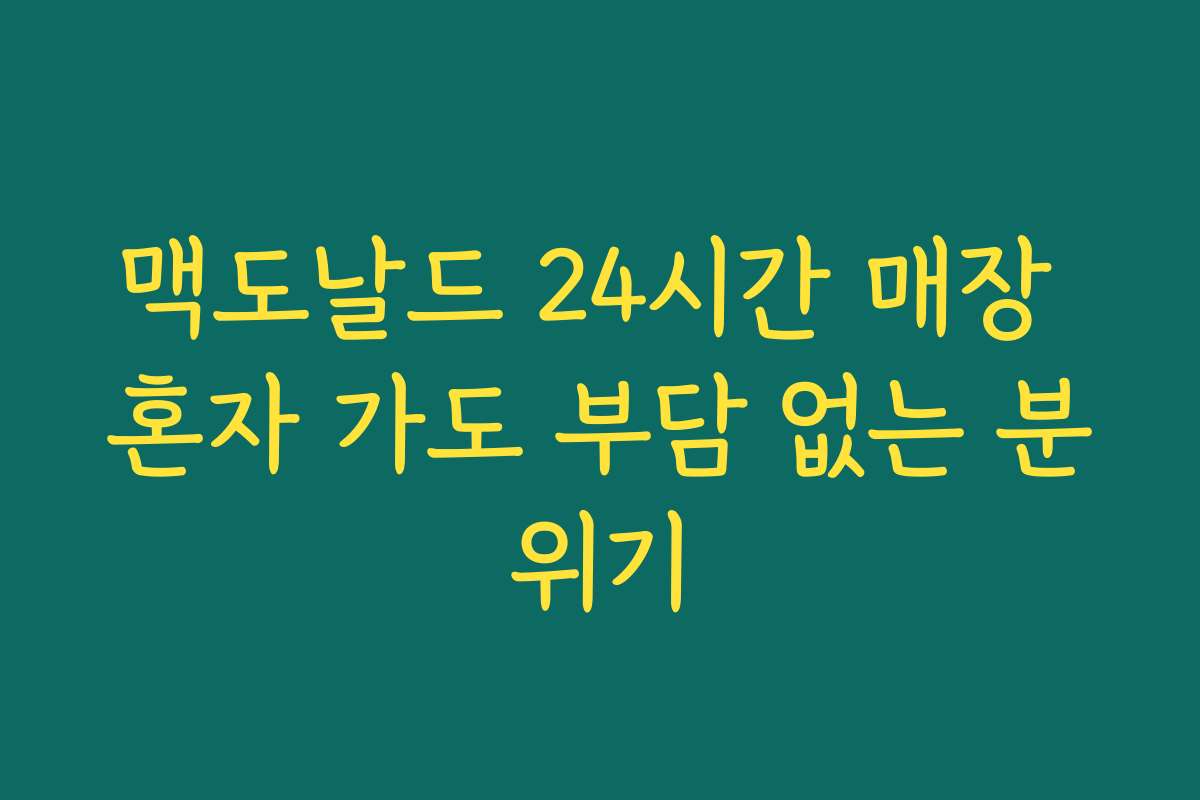 맥도날드 24시간 매장 혼자 가도 부담 없는 분위기 맥도날드 24시간 매장 혼자 가도 부담 없는 분위기