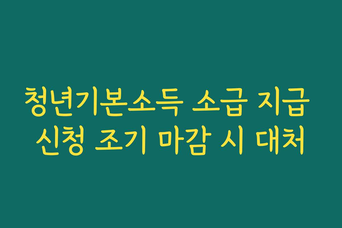 청년기본소득 소급 지급 신청 조기 마감 시 대처