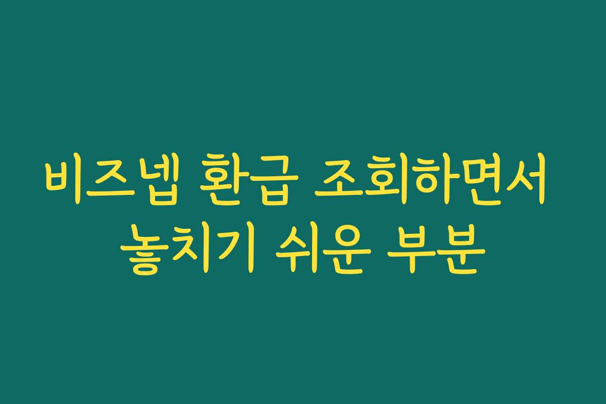 비즈넵 환급 조회하면서 놓치기 쉬운 부분