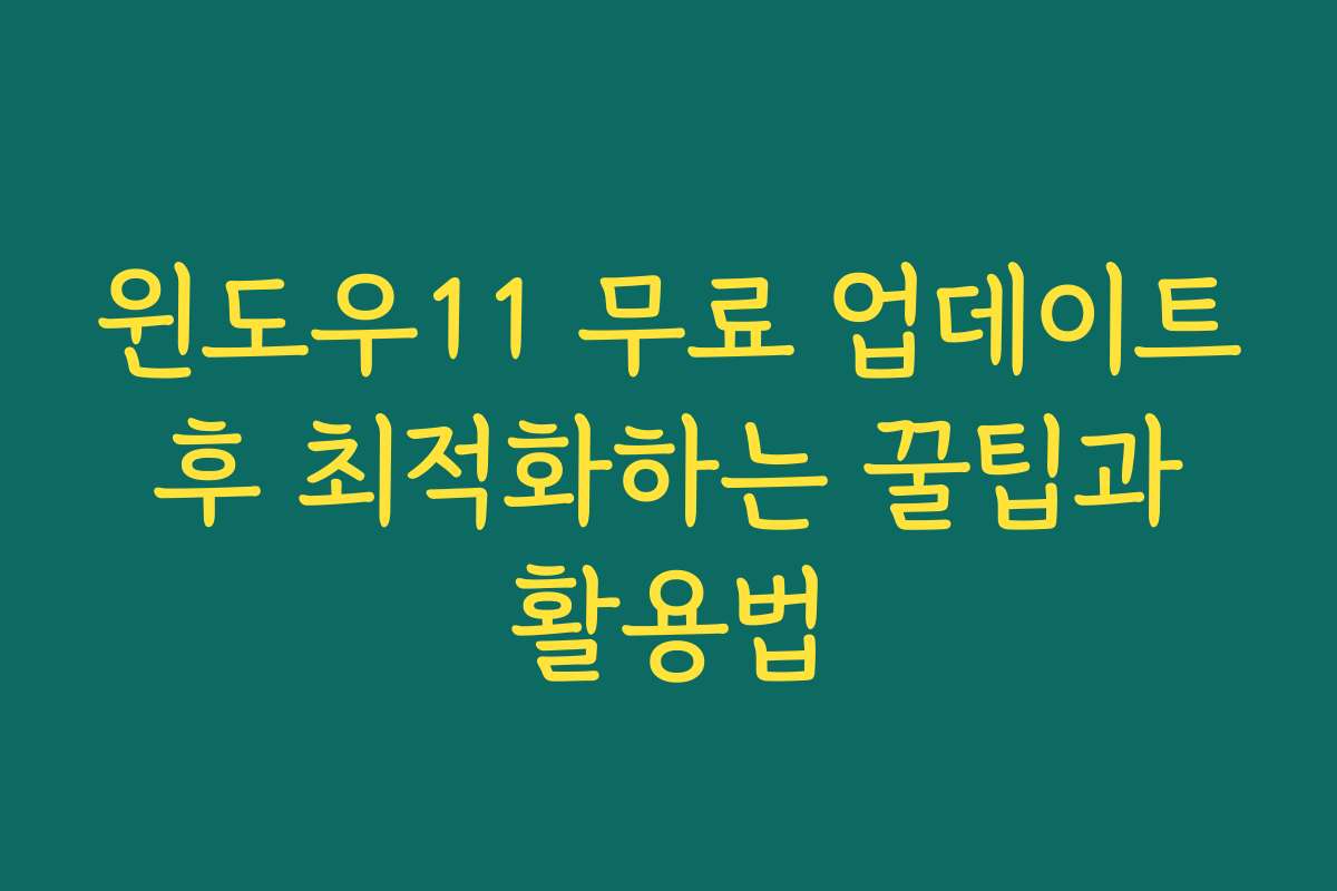 윈도우11 무료 업데이트 후 최적화하는 꿀팁과 활용법