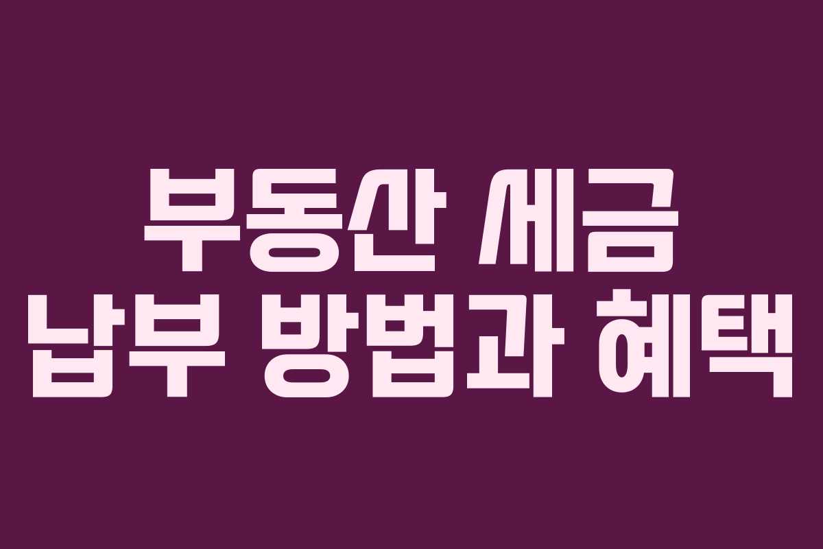 부동산 세금 납부 방법과 혜택