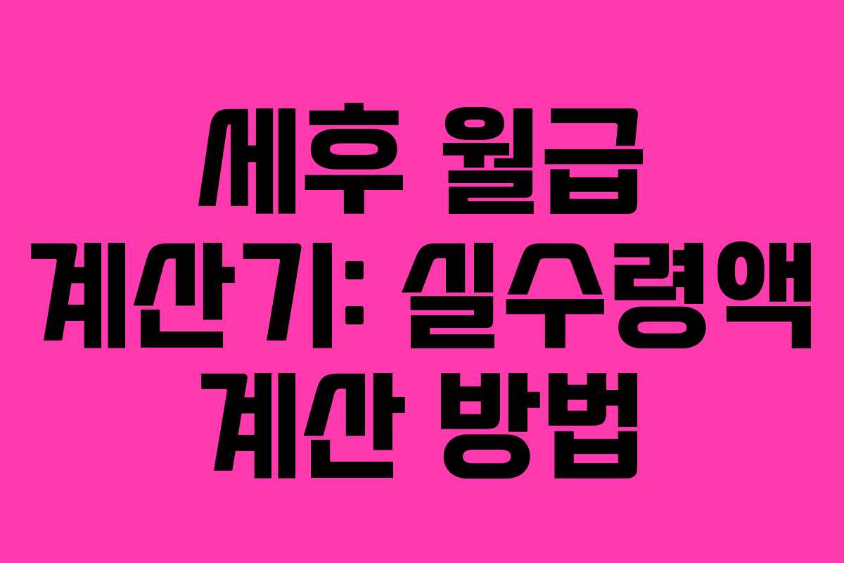 세후 월급 계산기: 실수령액 계산 방법