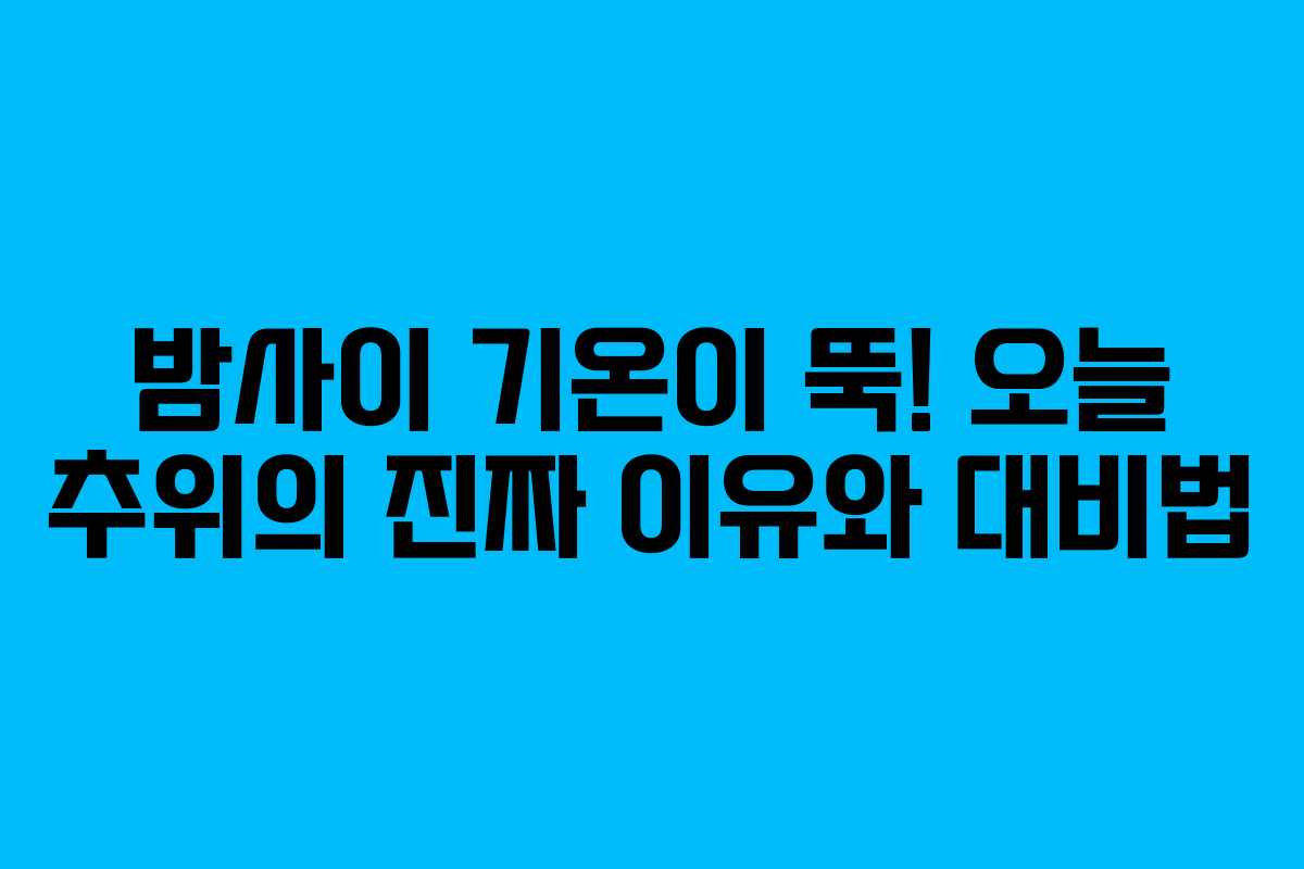밤사이 기온이 뚝! 오늘 추위의 진짜 이유와 대비법 밤사이 기온이 뚝! 오늘 추위의 진짜 이유와 대비법