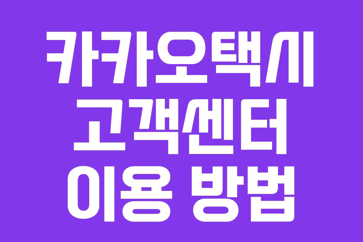 카카오택시 고객센터 이용 방법 카카오택시 고객센터 이용 방법