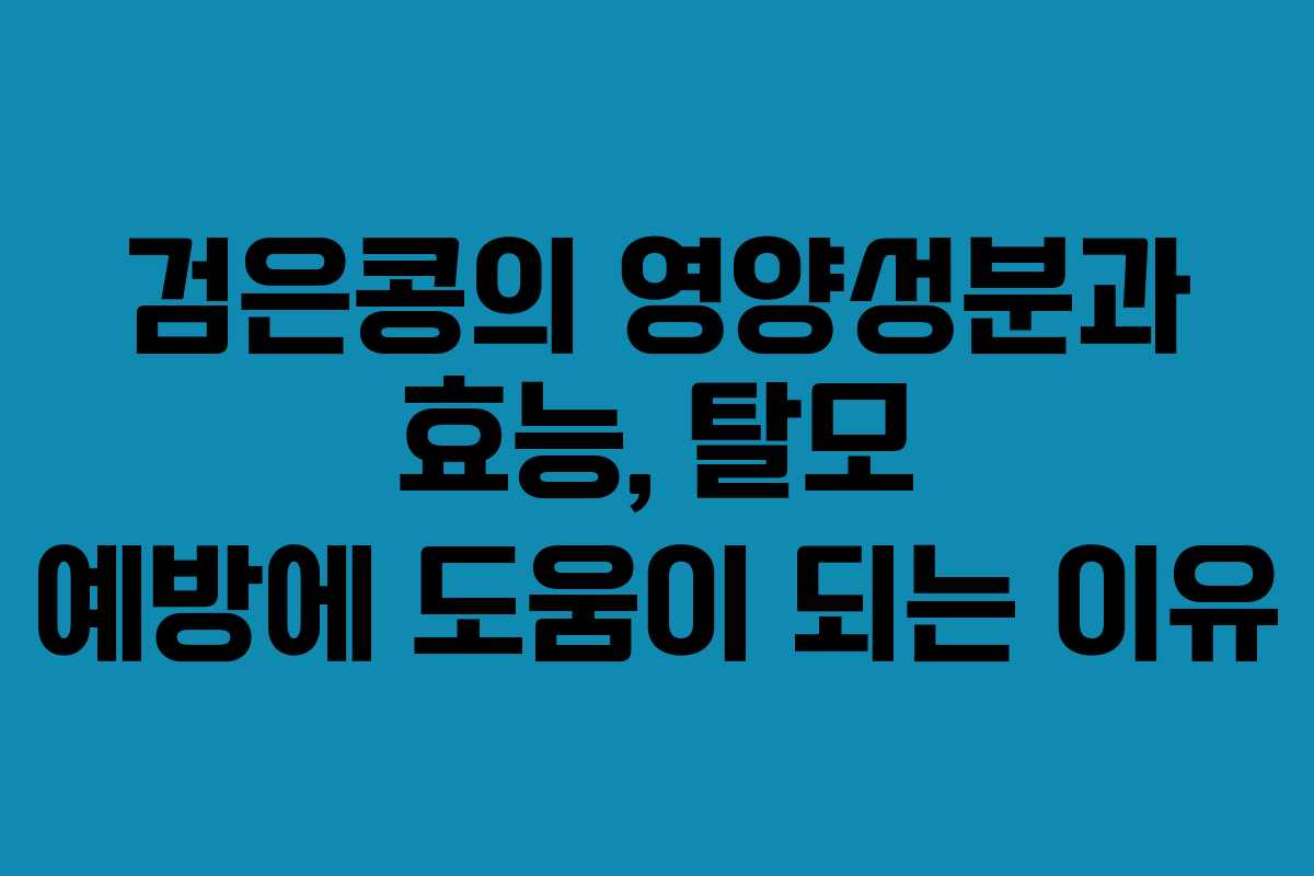 검은콩의 영양성분과 효능, 탈모 예방에 도움이 되는 이유 검은콩의 영양성분과 효능, 탈모 예방에 도움이 되는 이유