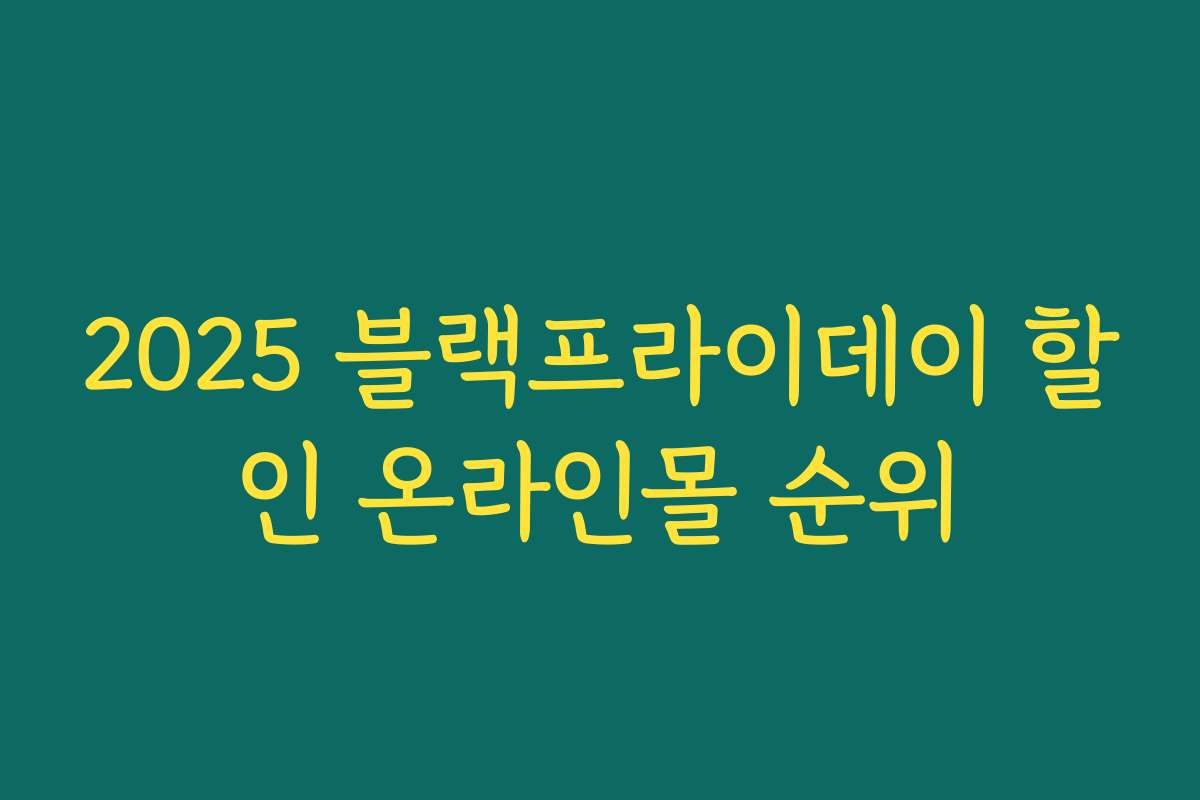 2025 블랙프라이데이 할인 온라인몰 순위