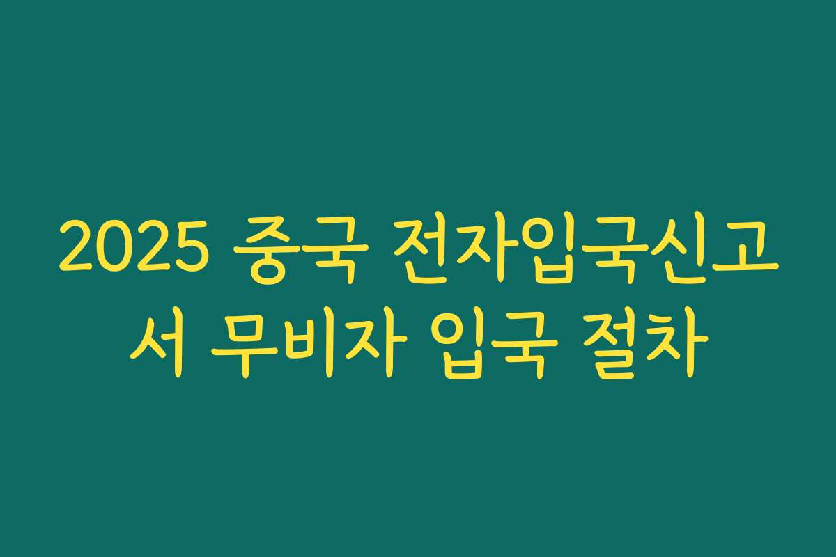 2025 중국 전자입국신고서 무비자 입국 절차