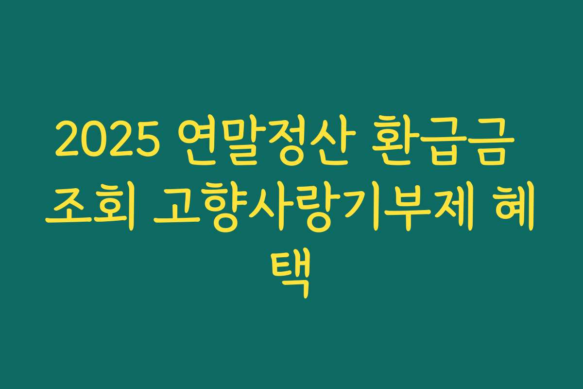 2025 연말정산 환급금 조회 고향사랑기부제 혜택