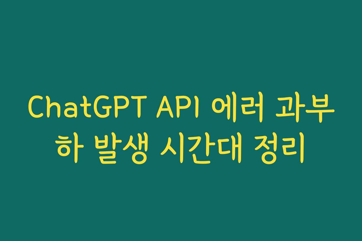 ChatGPT API 에러 과부하 발생 시간대 정리