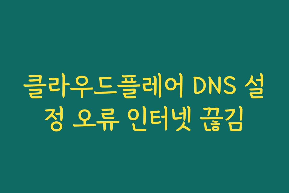 클라우드플레어 DNS 설정 오류 인터넷 끊김