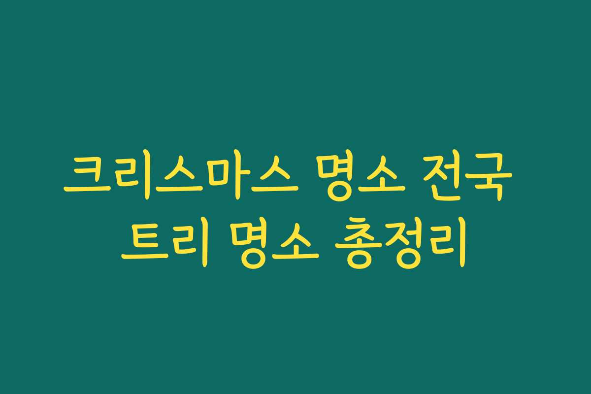 크리스마스 명소 전국 트리 명소 총정리