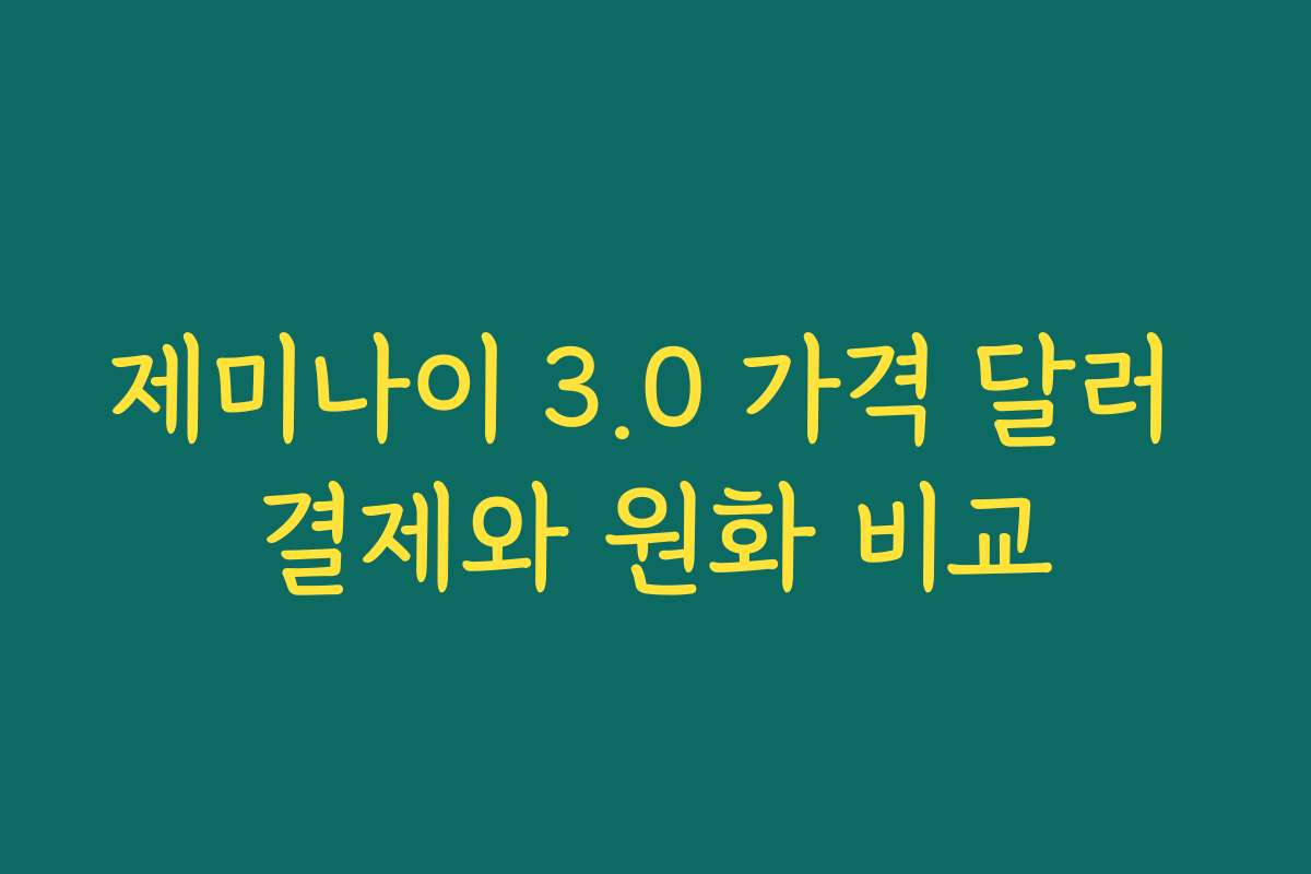제미나이 3.0 가격 달러 결제와 원화 비교