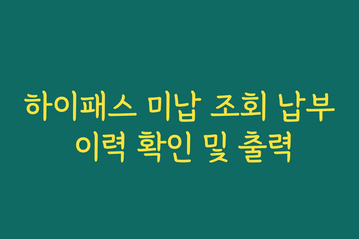 하이패스 미납 조회 납부 이력 확인 및 출력