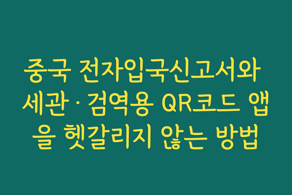 중국 전자입국신고서와 세관·검역용 QR코드 앱을 헷갈리지 않는 방법