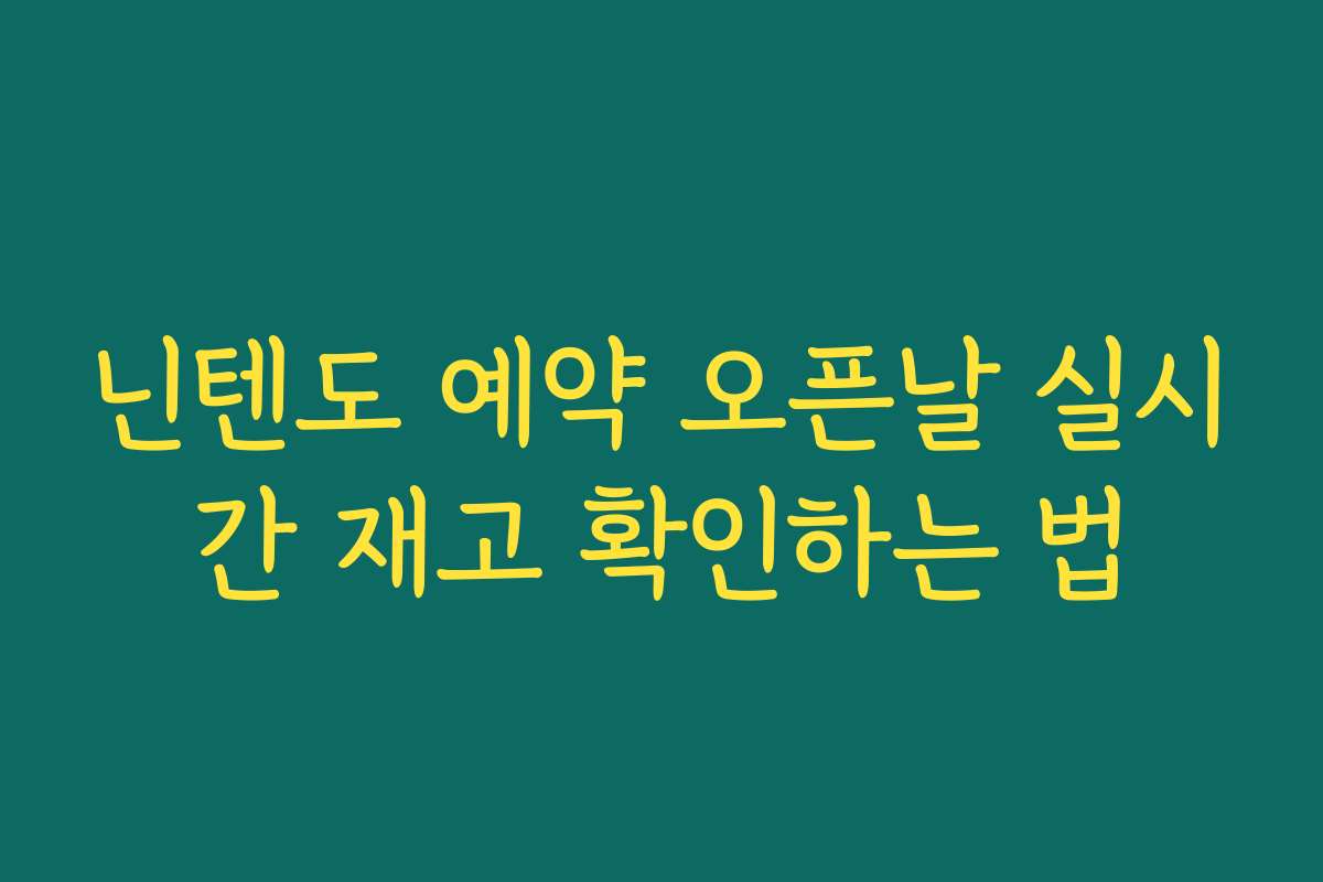 닌텐도 예약 오픈날 실시간 재고 확인하는 법
