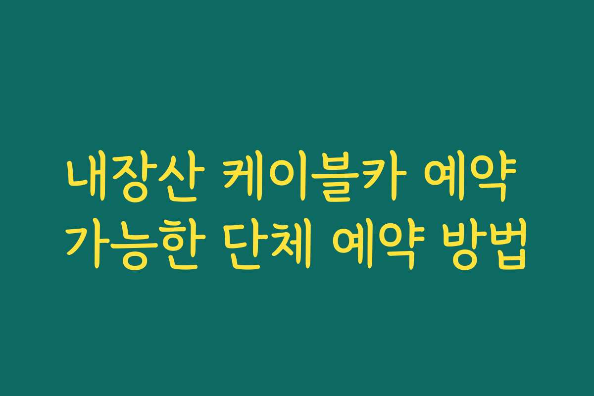 내장산 케이블카 예약 가능한 단체 예약 방법