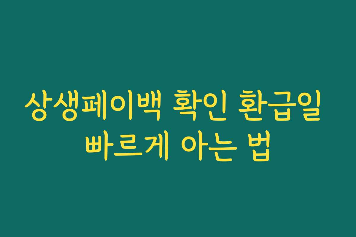 상생페이백 확인 환급일 빠르게 아는 법