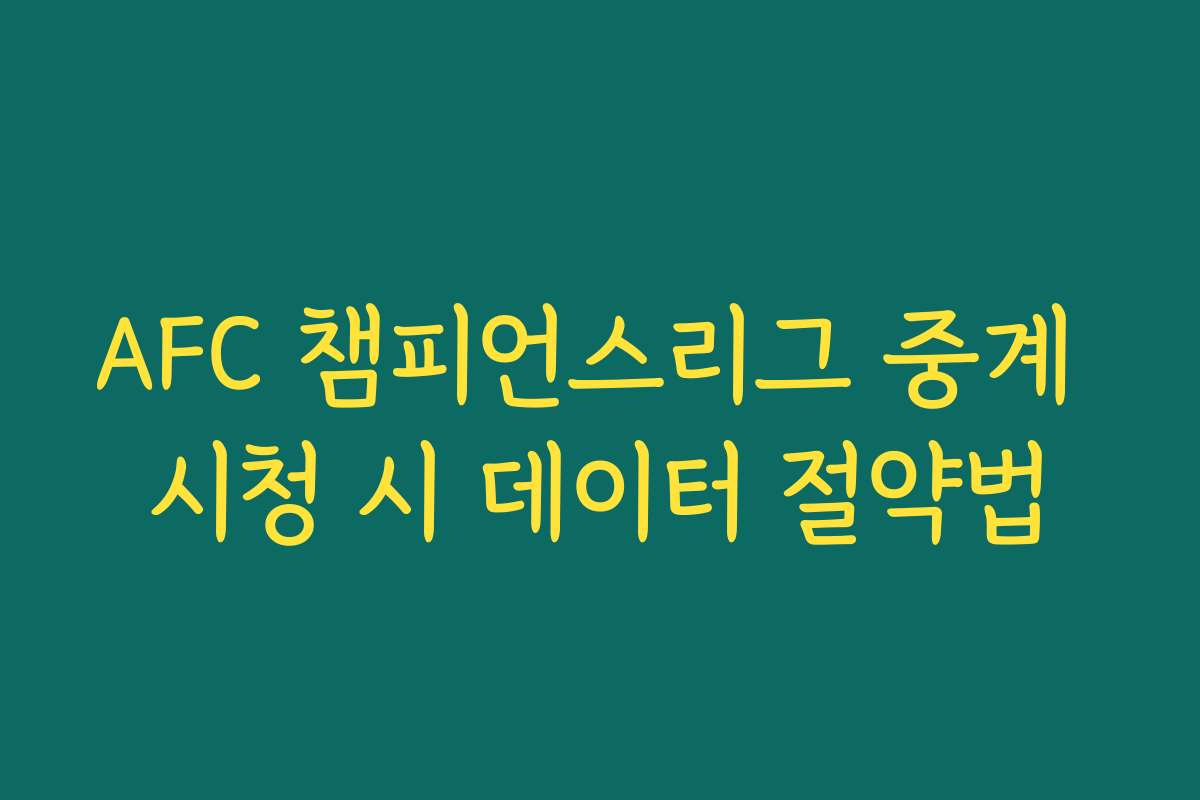 AFC 챔피언스리그 중계 시청 시 데이터 절약법