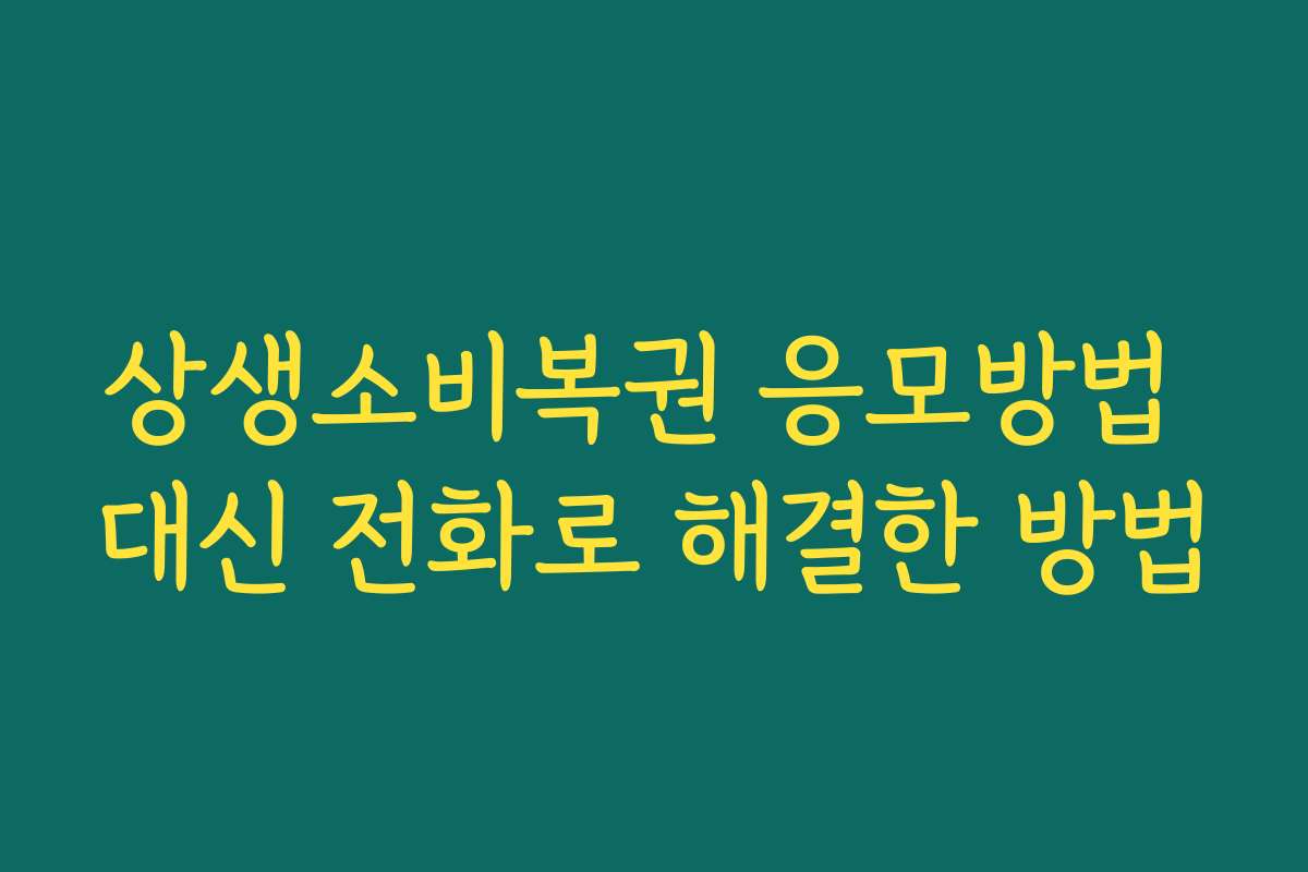상생소비복권 응모방법 대신 전화로 해결한 방법
