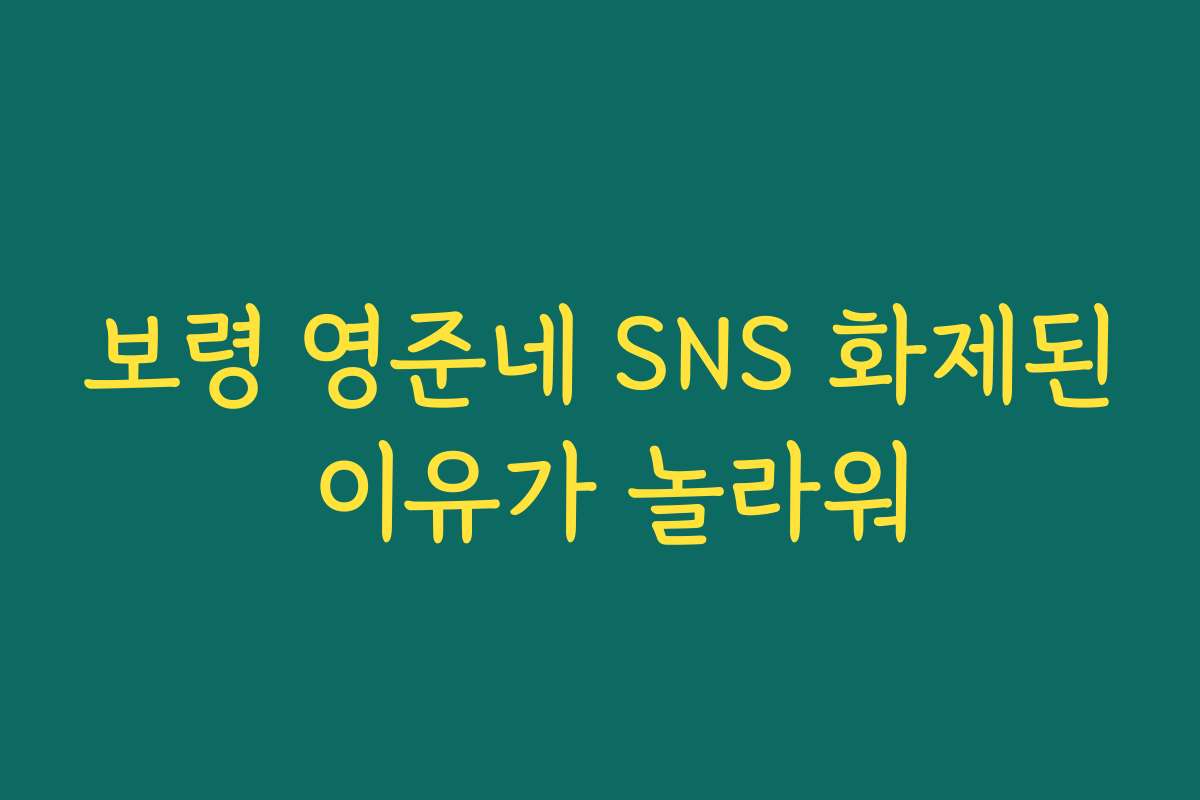 보령 영준네 SNS 화제된 이유가 놀라워