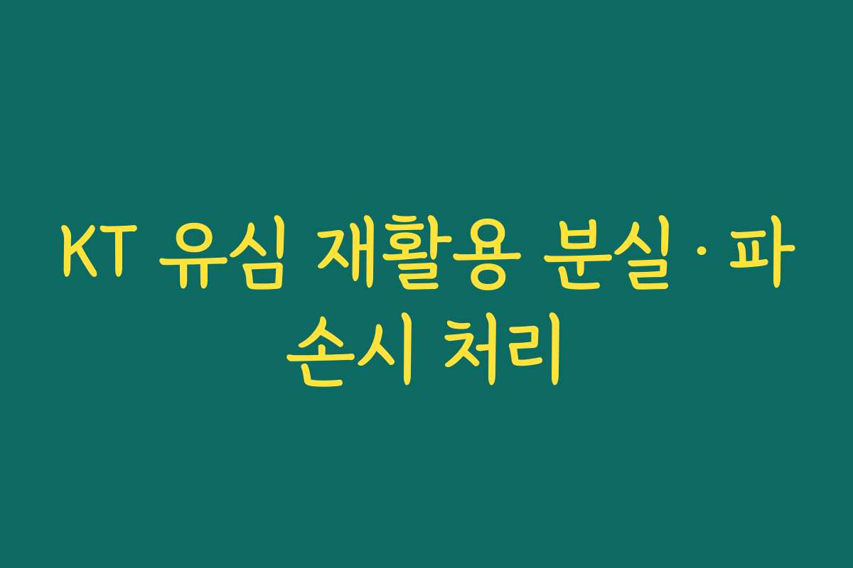 KT 유심 재활용 분실·파손시 처리