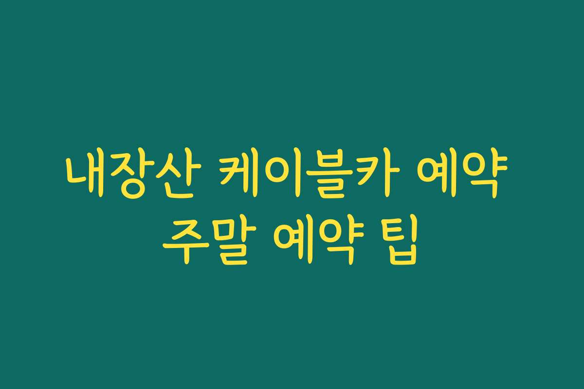 내장산 케이블카 예약 주말 예약 팁