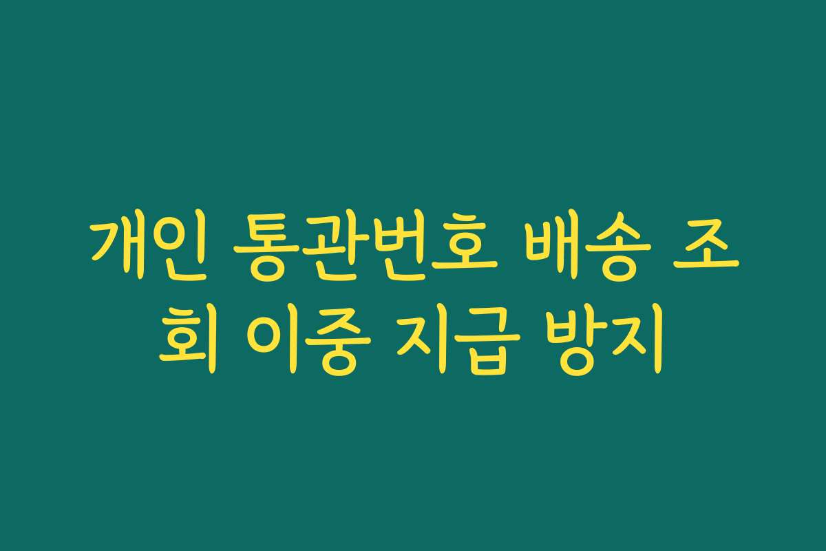 개인 통관번호 배송 조회 이중 지급 방지