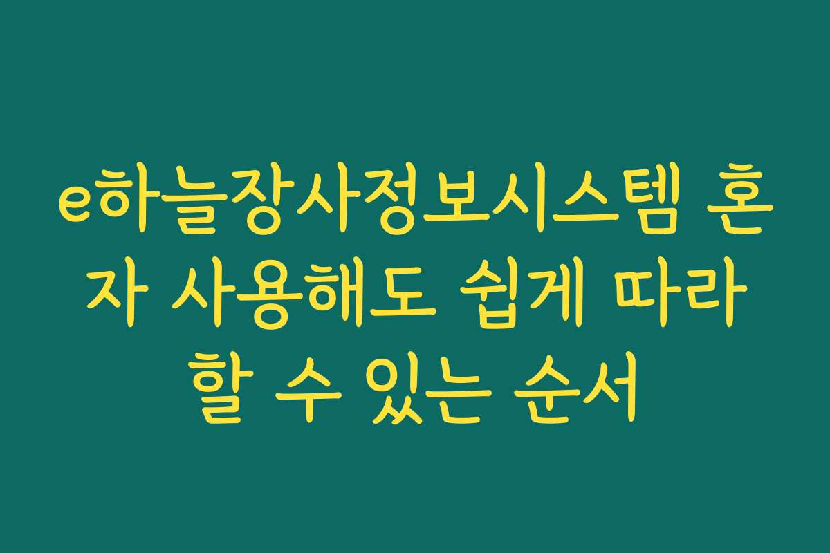 e하늘장사정보시스템 혼자 사용해도 쉽게 따라할 수 있는 순서
