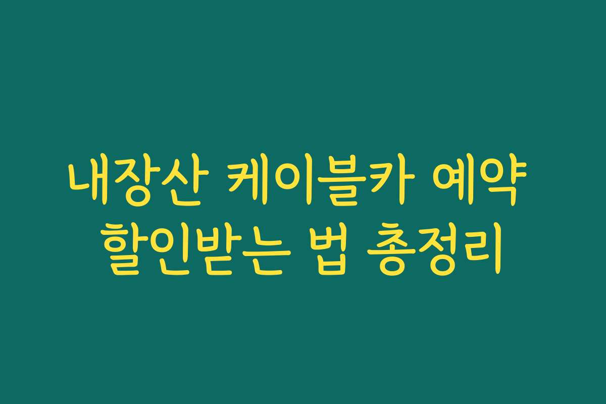내장산 케이블카 예약 할인받는 법 총정리