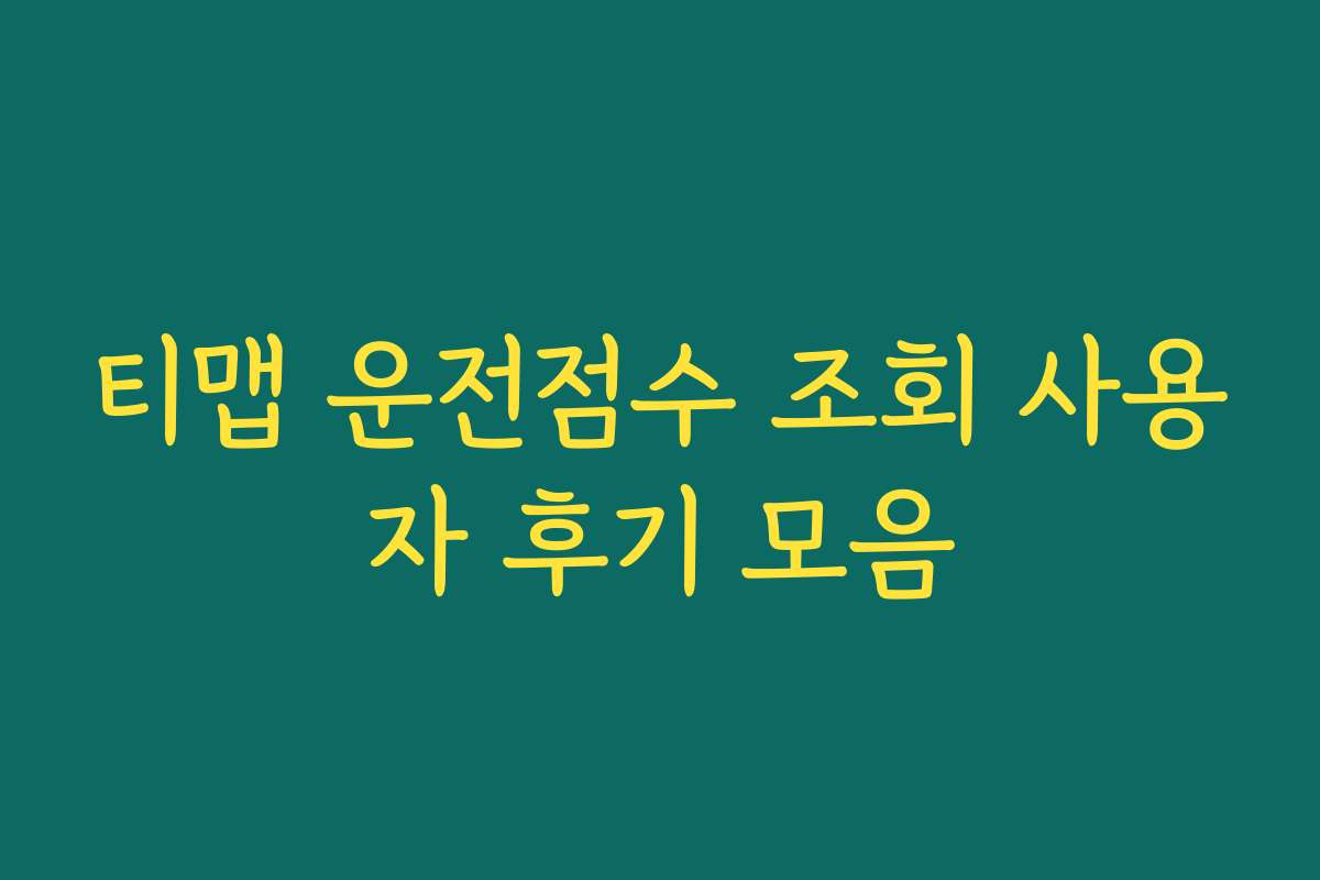 티맵 운전점수 조회 사용자 후기 모음