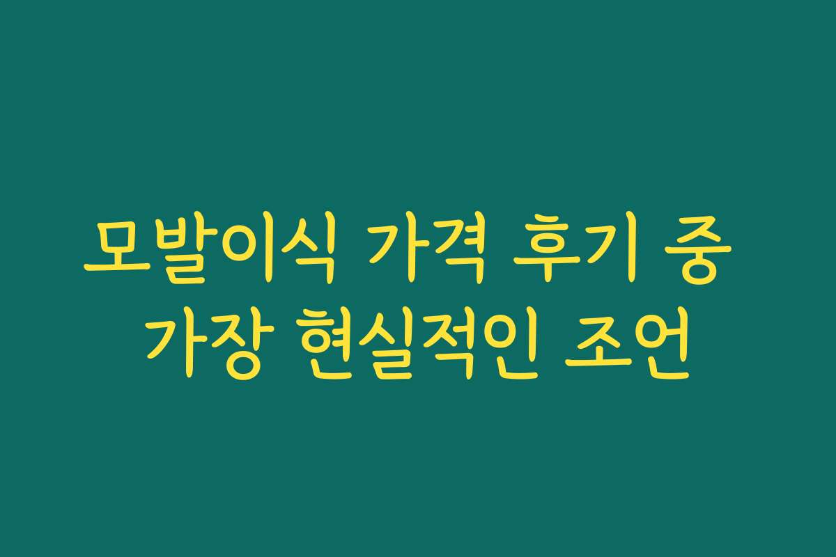 모발이식 가격 후기 중 가장 현실적인 조언