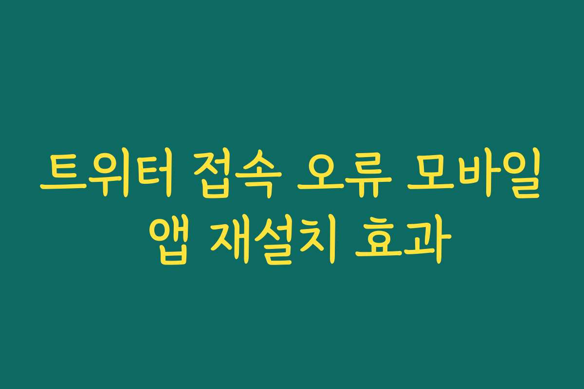 트위터 접속 오류 모바일 앱 재설치 효과