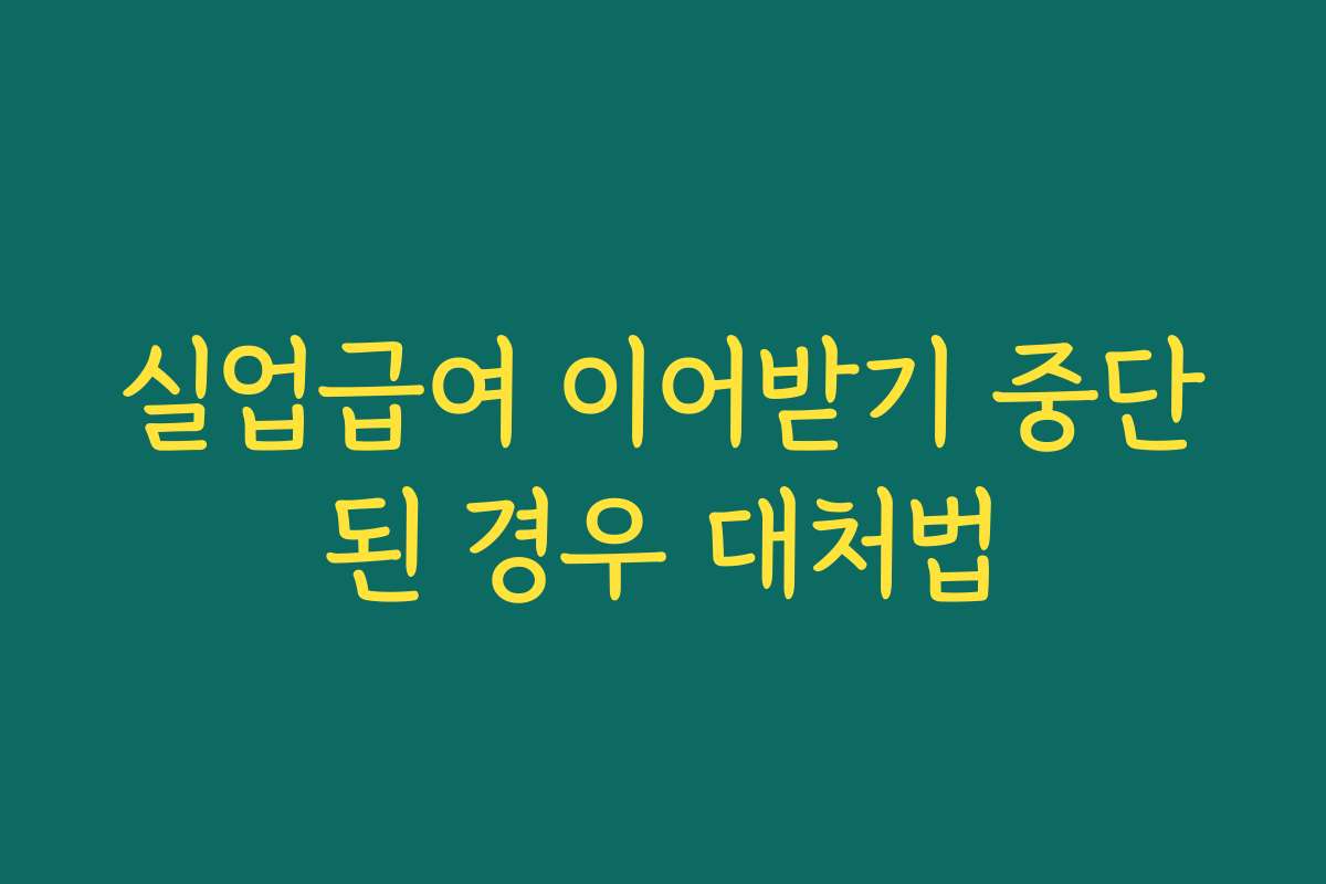 실업급여 이어받기 중단된 경우 대처법