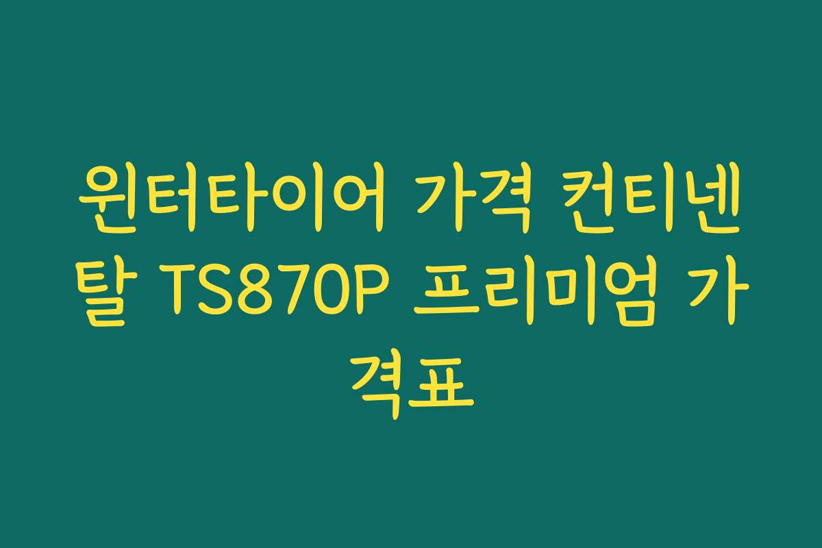 윈터타이어 가격 컨티넨탈 TS870P 프리미엄 가격표
