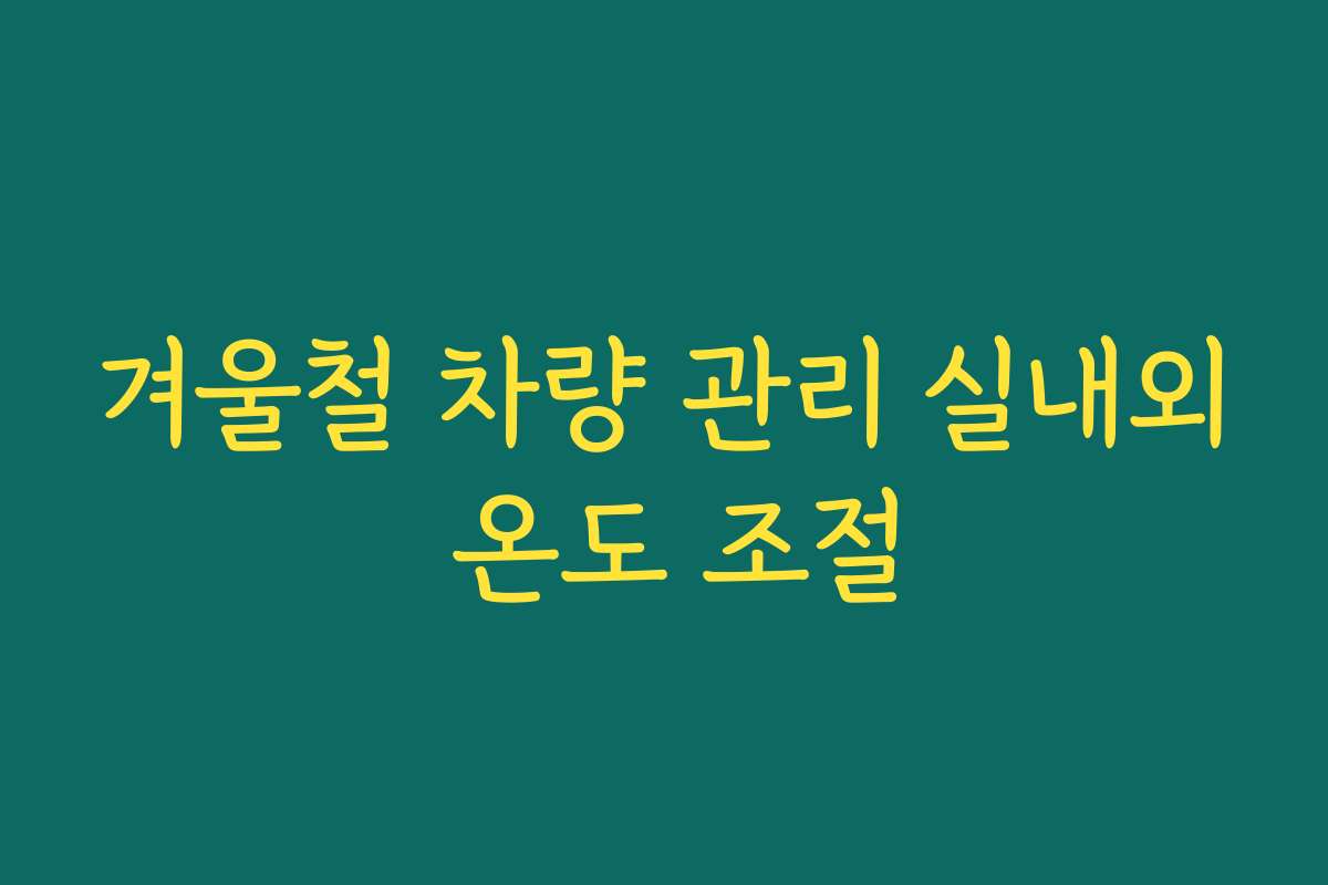 겨울철 차량 관리 실내외 온도 조절