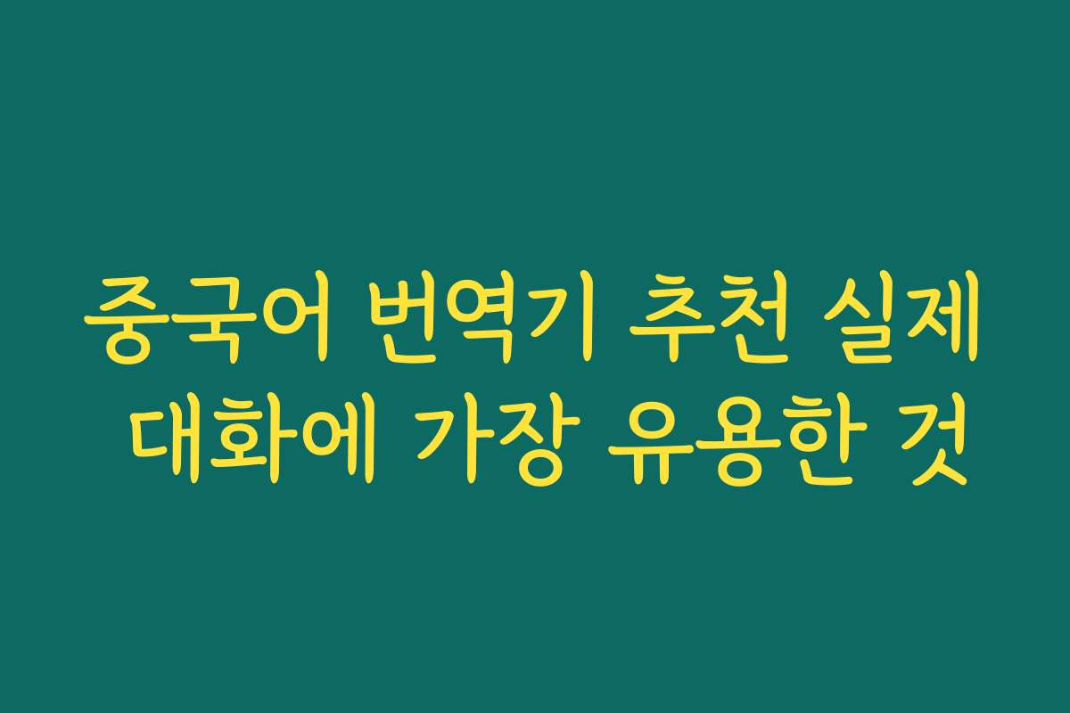 중국어 번역기 추천 실제 대화에 가장 유용한 것