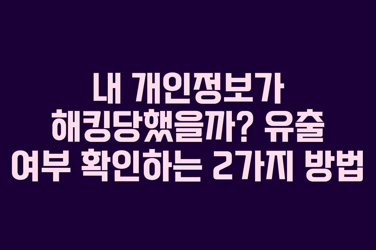 내 개인정보가 해킹당했을까? 유출 여부 확인하는 2가지 방법
