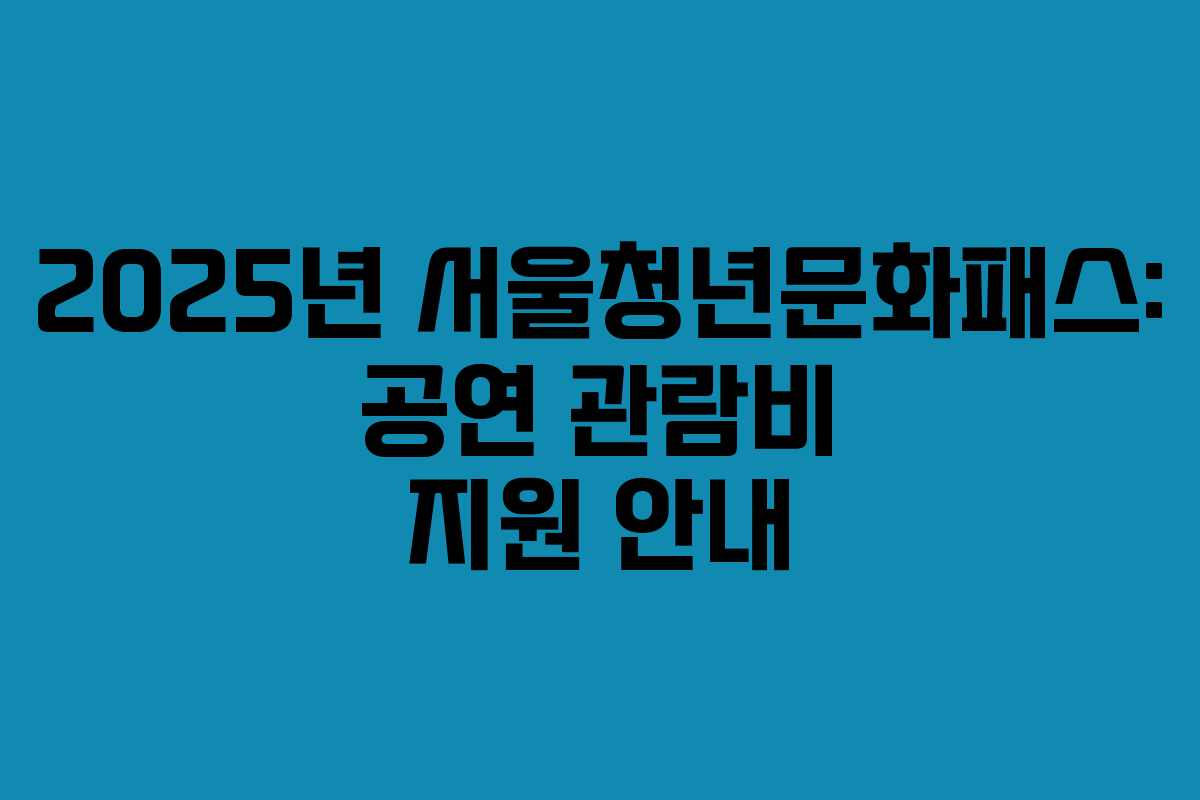 2025년 서울청년문화패스: 공연 관람비 지원 안내