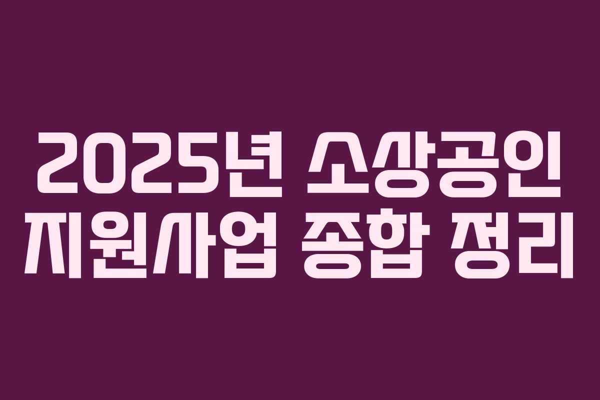 2025년 소상공인 지원사업 종합 정리