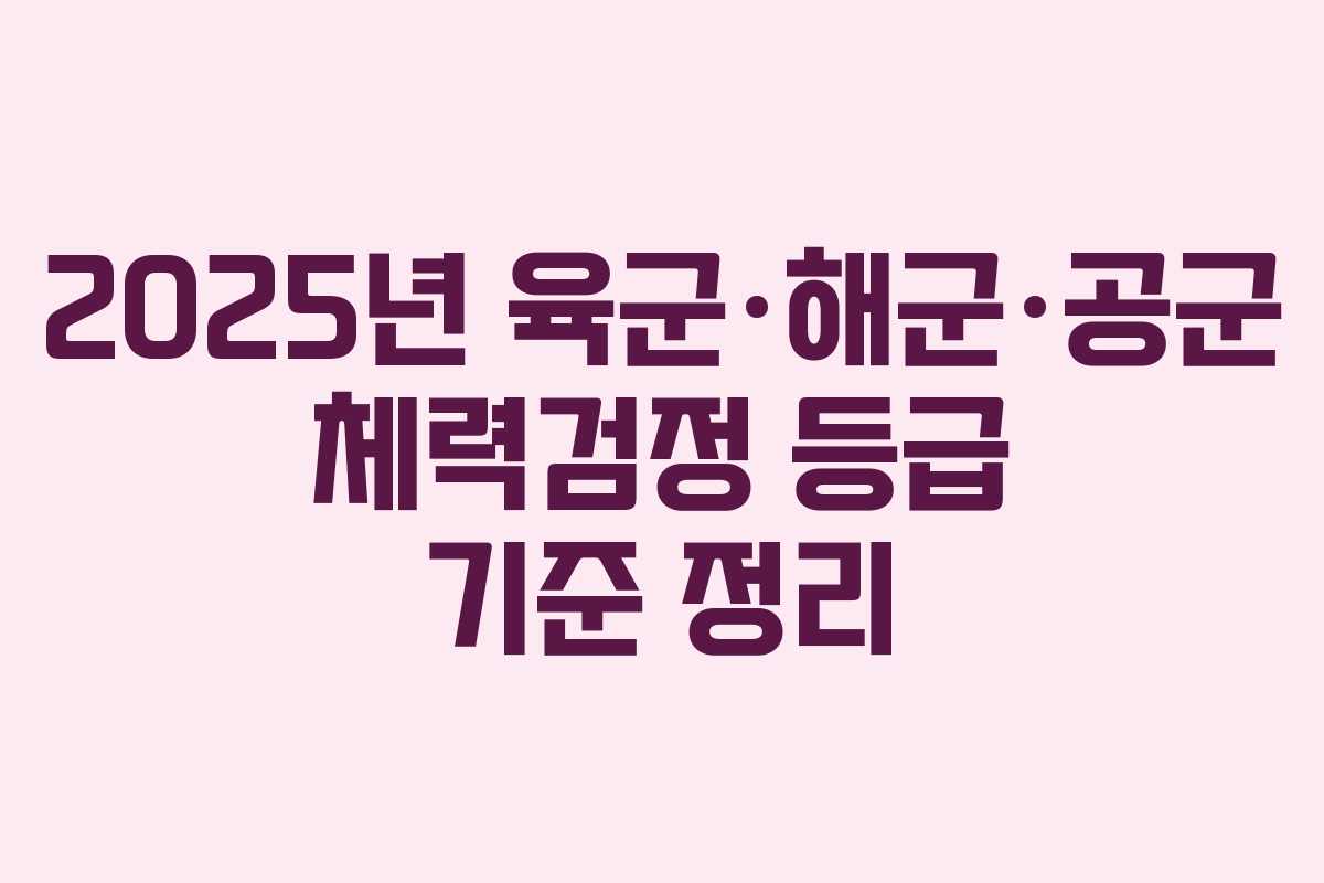 2025년 육군·해군·공군 체력검정 등급 기준 정리