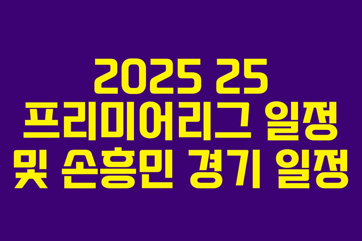 2025 25 프리미어리그 일정 및 손흥민 경기 일정