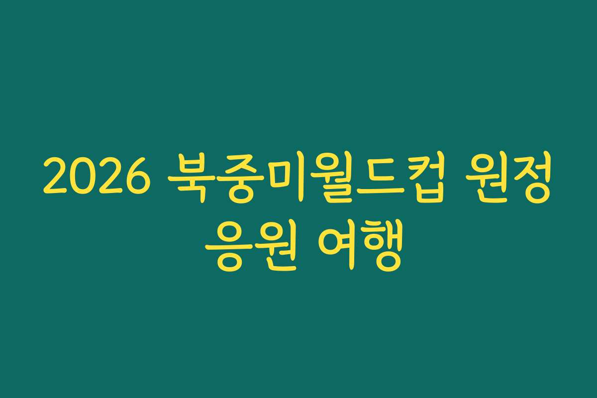 2026 북중미월드컵 원정 응원 여행