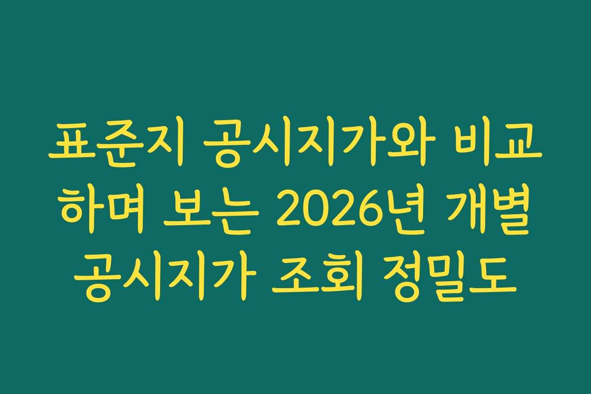 표준지 공시지가와 비교하며 보는 2026년 개별공시지가 조회 정밀도
