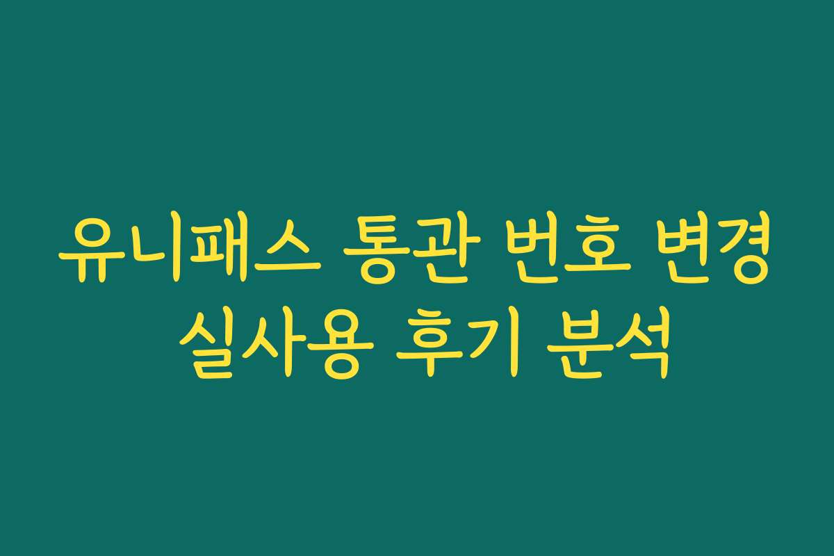 유니패스 통관 번호 변경 실사용 후기 분석