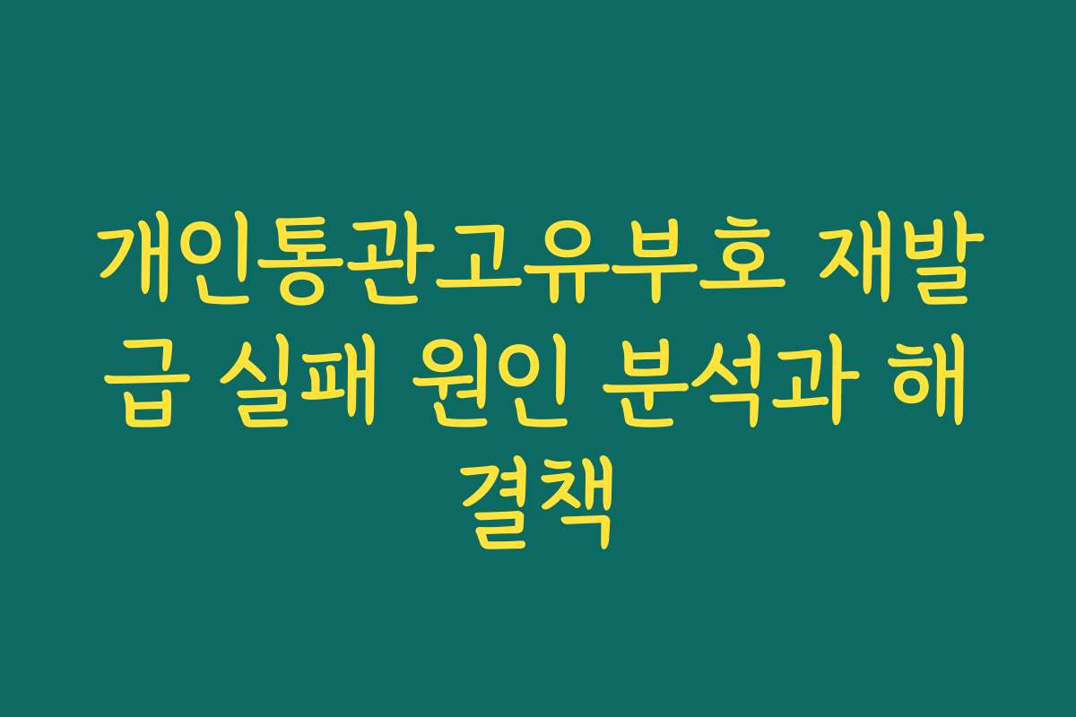 개인통관고유부호 재발급 실패 원인 분석과 해결책