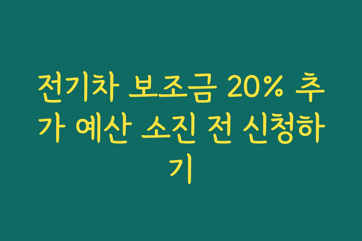 전기차 보조금 20% 추가 예산 소진 전 신청하기