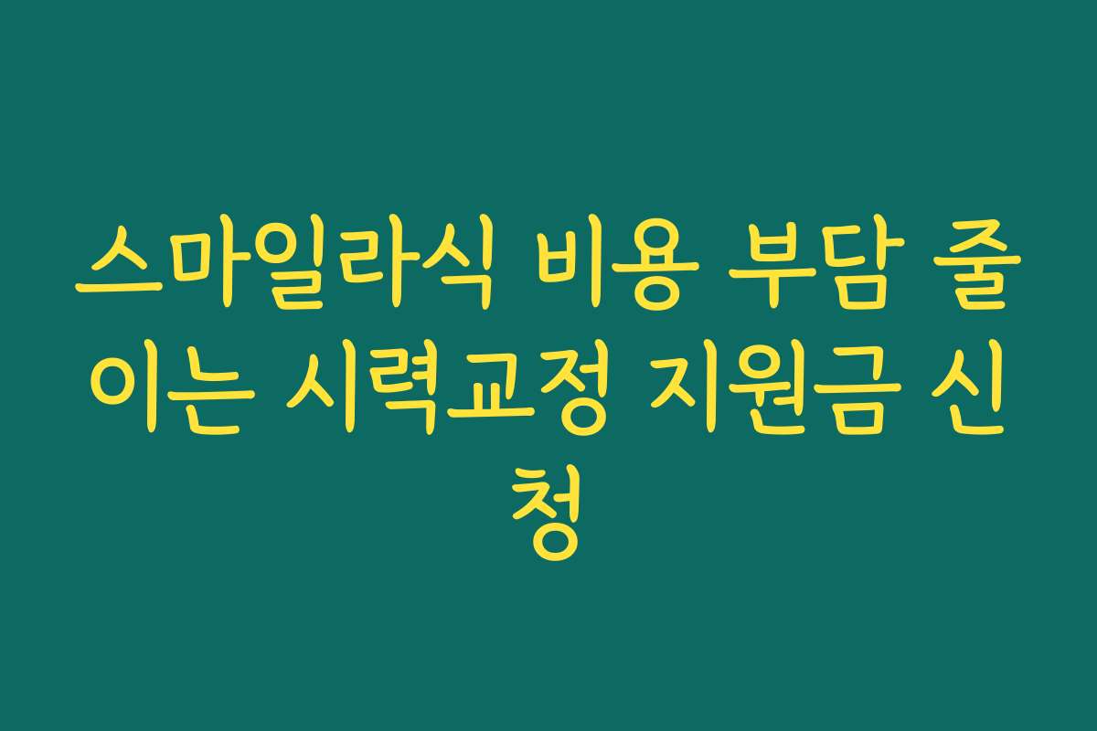 스마일라식 비용 부담 줄이는 시력교정 지원금 신청
