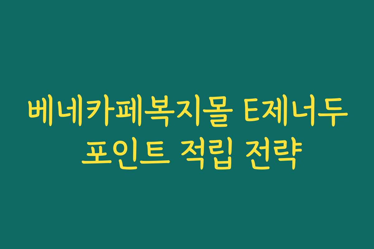 베네카페복지몰 E제너두 포인트 적립 전략