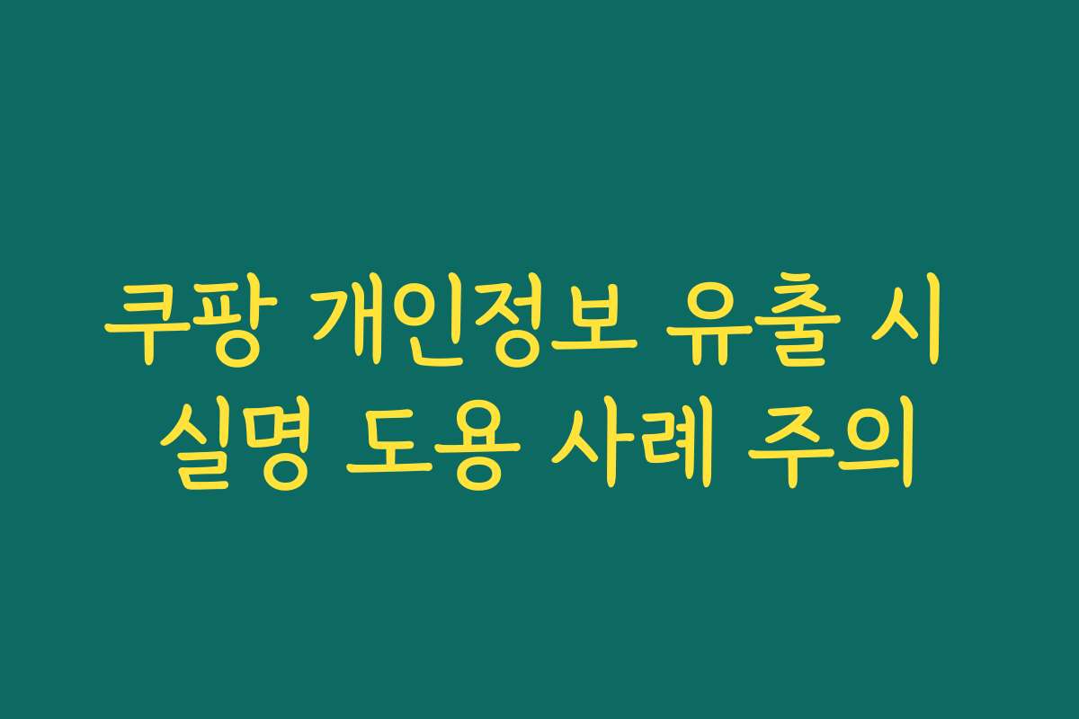 쿠팡 개인정보 유출 시 실명 도용 사례 주의